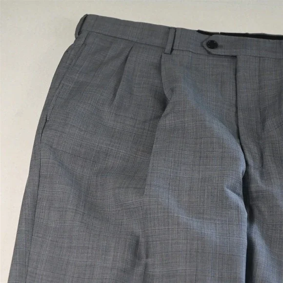 Jos A Bank 43L 36x34 Light Blue Glenn Check 100% Wool Gordon Mens Suit